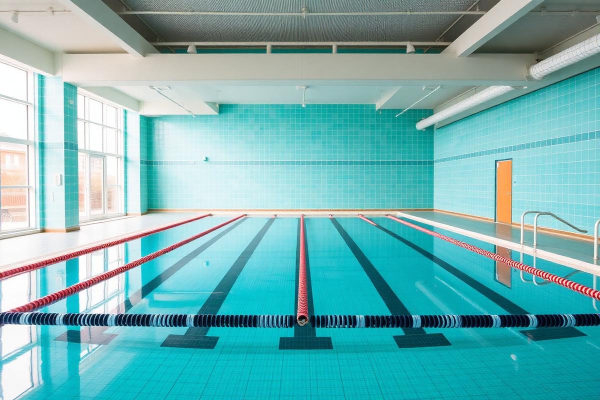 Six lane semi-Olympic indoor swimming pool